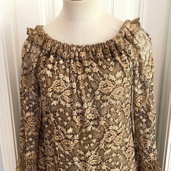 Pat Dahnke Small Floral Lace Mini DRESS Boho Western - Picture 4 of 10